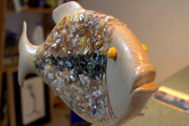 œuvre en bois "poisson John Dory"